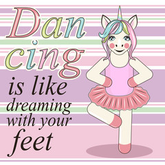 Cute Unicorn ballerina. Can be used for baby t-shirt print, fashion print design