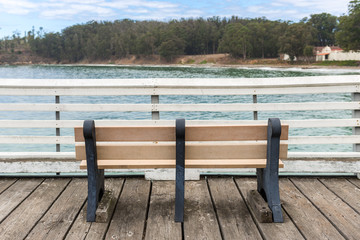 A bench in the pier of San Simeon, California, USA