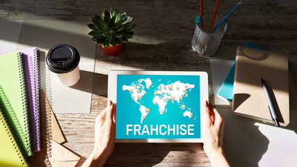 Franchise business model and marketing strategy concept.