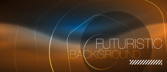 Neon glowing lines, magic energy space blue light concept, abstract background wallpaper design