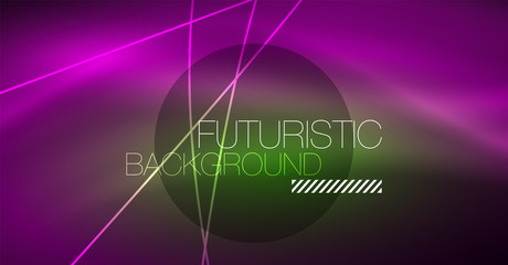 Neon glowing magic background, neon banner, night sky wallpaper. Magic light effect. Christmas abstract pattern.