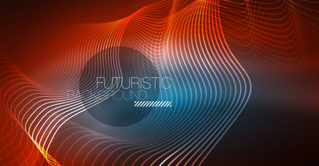 Neon lines wave background. Abstract composition