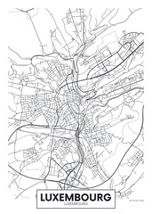 Obraz premium City map Luxembourg, travel vector poster design