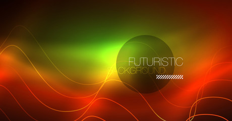 Neon lines wave background. Abstract composition