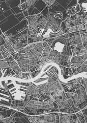 Obraz premium City map Rotterdam, monochrome detailed plan, vector illustration