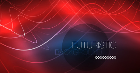 Glowing abstract wave on dark, shiny motion, Christmas and New Year magic space light. Techno abstract background