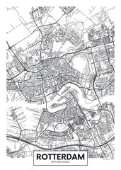 City map Rotterdam, travel vector poster design
