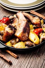 Roasted sliced barbecue pork ribs