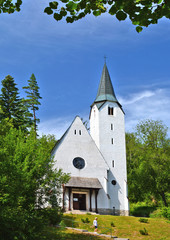 Fototapeta na wymiar Church in village Tatranska Lomnica, Slovakia
