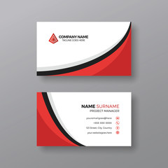 Corporate business card template with red and black details