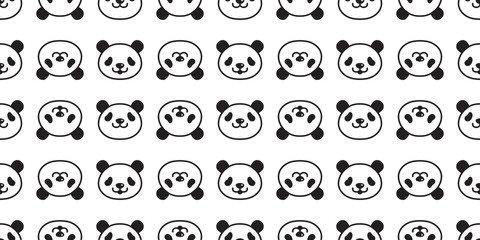 bear panda seamless pattern vector polar bear teddy scarf isolated tile background cartoon repeat wallpaper doodle illustration