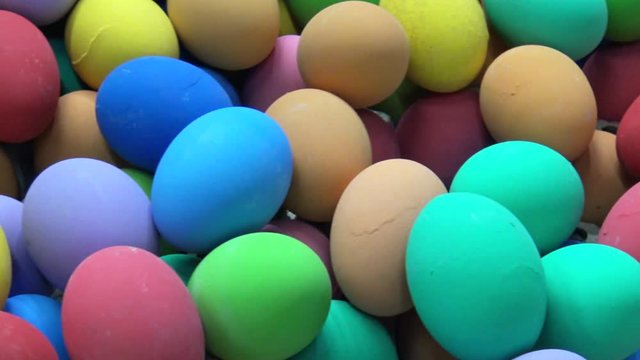 Pile of Painted Colorful Easter Eggs in market
