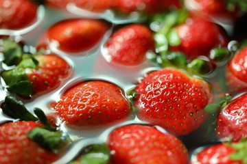strawberry red fruit cleaning water