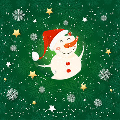 Seamless pattern with snowman. Holiday wallpaper for greeting cards,banners,gift paper.Vector illustration