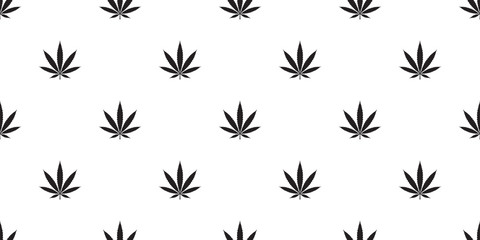 Fototapeta na wymiar Marijuana seamless pattern cannabis vector weed leaf scarf isolated repeat wallpaper tile background