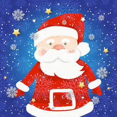 Merry Christmas and Happy New Year winter holidays greeting card with cartoon elements. Vector illustration