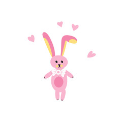 Vector Illustration. Cartoon style icon of funny bunny. Cute character for baby shower card.