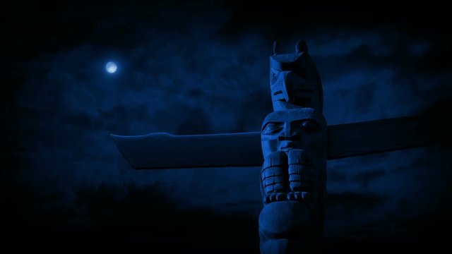 Totem Pole In The Moonlight