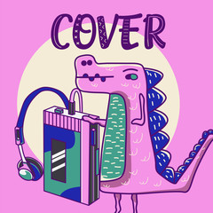 cute dinosaur drawn as vector for kids fashion – Vector