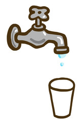 水道　蛇口　コップ　水　ベクター