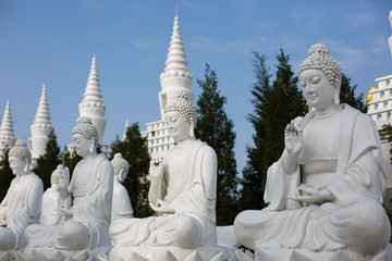 The beautiful white pagoda is under the blue sky - 239152967