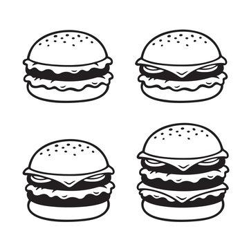 Hand drawn burger set