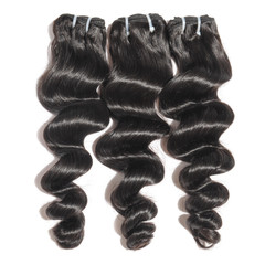 loose wavy black human hair weaves extensions bundles