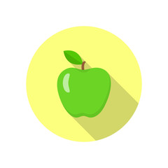 Green apple icon, symbol. Vector illustration in flat design.