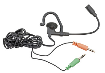 Headsets with a microphone on a white