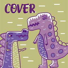Hand drawn cute card with Dinosaur