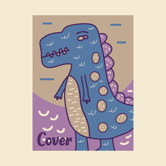 Hand drawn cute card with Dinosaur