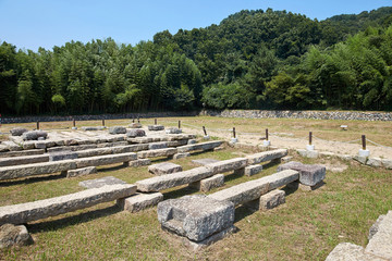 Fototapeta na wymiar Gameunsa Three Stone Pagoda in Gyeongju, Korea.