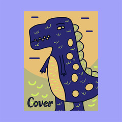 Hand drawn cute card with Dinosaur