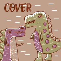 Hand drawn cute card with Dinosaur