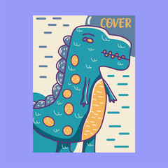 Hand drawn cute card with Dinosaur