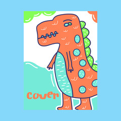Hand drawn cute card with Dinosaur