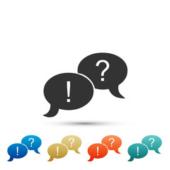 Speech bubbles with Question and Exclamation marks icon isolated on white background. Set elements in colored icons. Flat design. Vector Illustration