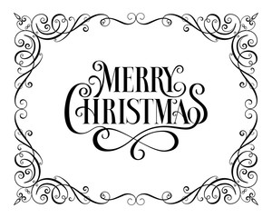 Christmas Callygraphic - hand drawn inscription. Lettering. Text for greeting card. Greeting frame. 