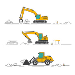 graphic of yellow excavator in construction industry