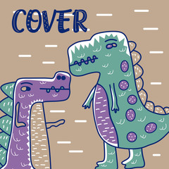 Hand drawn cute card with Dinosaur