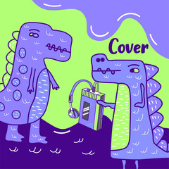 Hand drawn cute card with Dinosaur