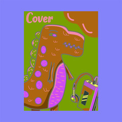 Naklejka premium Hand drawn cute card with Dinosaur