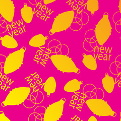 New Year Seamless Pattern Background with Christmas Tree Decoration in Minimalist Modern Style. Vector Illustration.