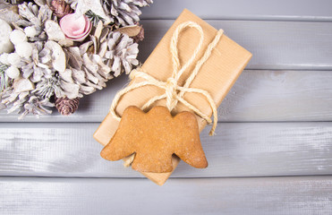 Christmas composition, background. A place for an inscription.