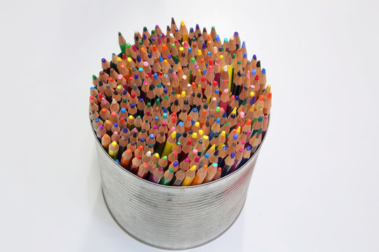wooden pencils used by children during the drawing lesson