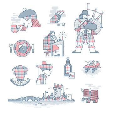 Scottish Culture Icons: Halftone Tartan Version