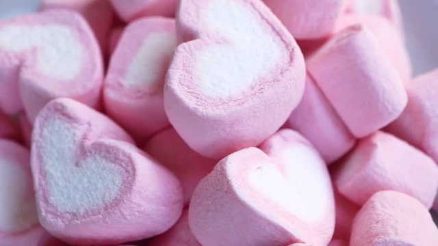 Rotation  close up marshmallow heart