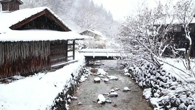 Snowscape of Tsurunoyu hot spring