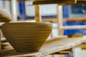 Fototapeta na wymiar clay pot in pottery lab
