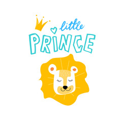 Hand sketched Little Prince text textured background for clothes. Kids badge, tag, icon. Great for card, invitation, poster, banner template. Celebration lettering typography. Vector.